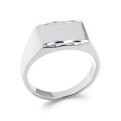 Bague Chevalière Argent Rhodié Facettes - Kara Bijoux