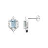 Boucles d'Oreilles Hexagonales Argent Rhodié et Pierres Bleues