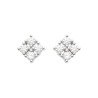 Boucles d'Oreilles Puces Carrées Argent Rhodié & Oxydes de Zirconium