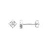 Boucles d'Oreilles Puces Carrées Argent Rhodié & Oxydes de Zirconium