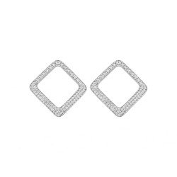 Boucles d'Oreilles Losange Argent Rhodié & Oxydes de Zirconium