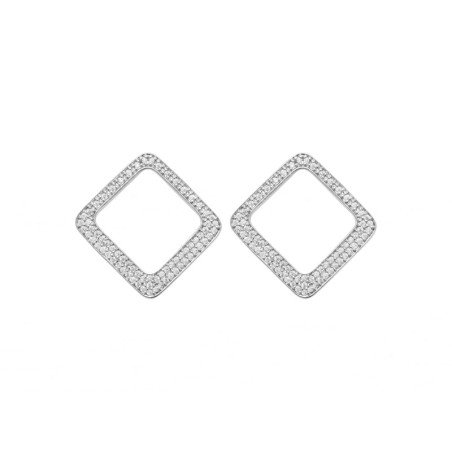 Boucles d'Oreilles Losange Argent Rhodié & Oxydes de Zirconium