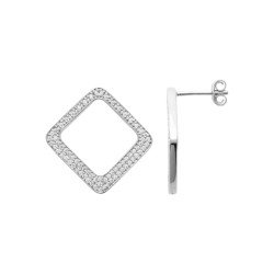Boucles d'Oreilles Losange Argent Rhodié & Oxydes de Zirconium