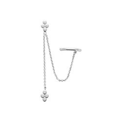 Boucle d'Oreille Manchette et Chaîne Trèfle Argent 925