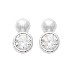Puces d'Oreilles Argent Rhodié Oxyde de Zirconium - Kara Bijoux