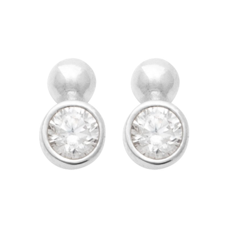 Puces d'Oreilles Argent Rhodié Oxyde de Zirconium - Kara Bijoux