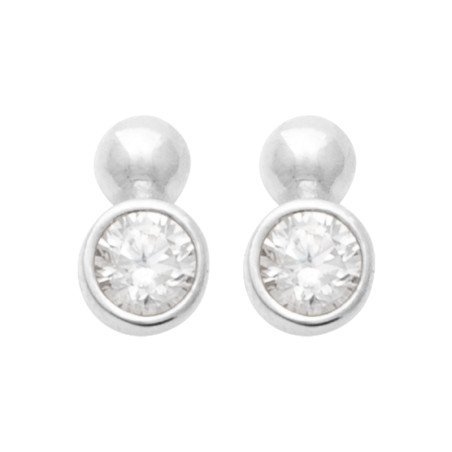 Puces d'Oreilles Argent Rhodié Oxyde de Zirconium - Kara Bijoux