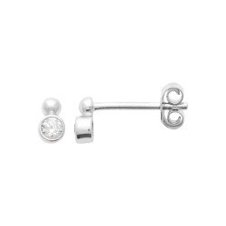Puces d'Oreilles Argent Rhodié Oxyde de Zirconium - Kara Bijoux
