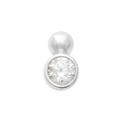Puce d'oreille Solitaire Argent Rhodié Oxyde de Zirconium