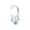 Manchette d'Oreille Argent Rhodié Oxydes de Zirconium Bleus