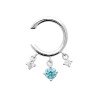 Manchette d'Oreille Argent Rhodié Oxydes de Zirconium Bleus
