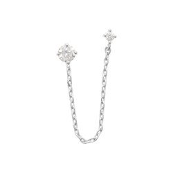 Boucle d'oreille Chaîne Argent Rhodié & Oxyde de Zirconium