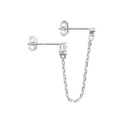 Boucle d'oreille Chaîne Argent Rhodié & Oxyde de Zirconium