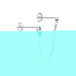 Boucle d'Oreille Chaîne Argent Rhodié Oxydes de Zirconium