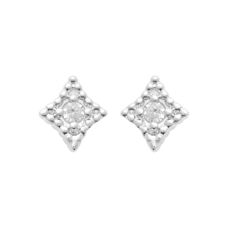Boucles d'Oreilles Puces Étoile Argent Rhodié & OZ | Kara Bijoux
