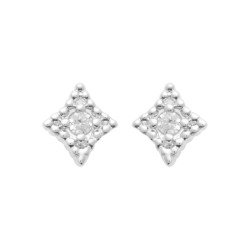 Boucles d'Oreilles Puces Étoile Argent Rhodié & OZ | Kara Bijoux