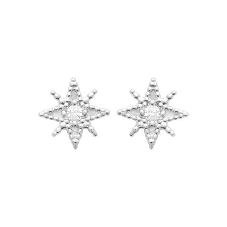 Puces d'Oreilles Étoile Polaire Argent Rhodié | Kara Bijoux