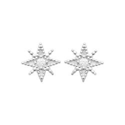Puces d'Oreilles Étoile Polaire Argent Rhodié | Kara Bijoux