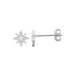 Puces d'Oreilles Étoile Polaire Argent Rhodié | Kara Bijoux