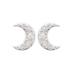 Boucles d'Oreilles Lunes Scintillantes Argent Rhodié - Kara Bijoux