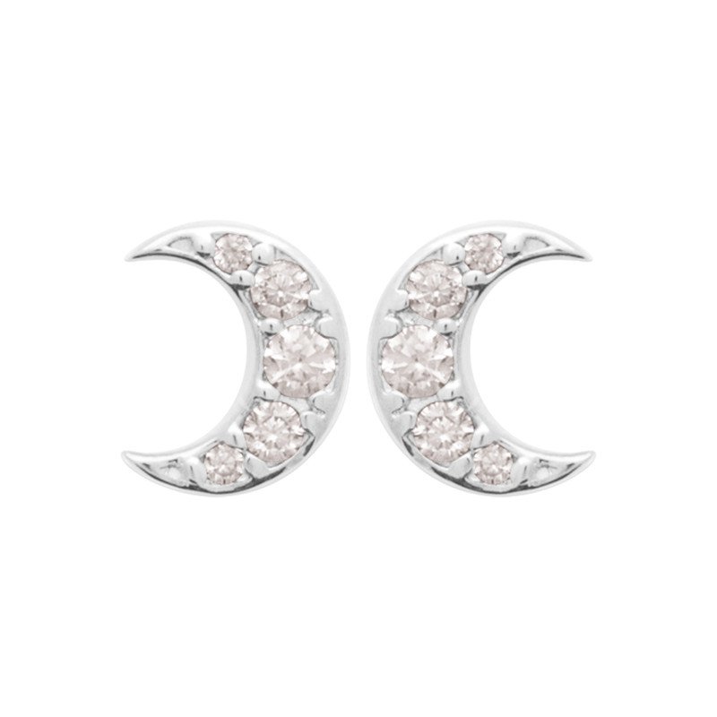 Boucles d'Oreilles Lunes Scintillantes Argent Rhodié - Kara Bijoux