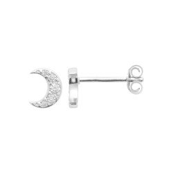 Boucles d'Oreilles Lunes Scintillantes Argent Rhodié - Kara Bijoux
