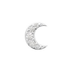Puce d'oreille Lune Argent Rhodié & Oxydes de Zirconium