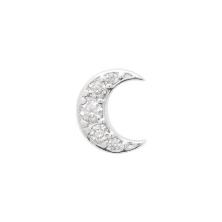 Puce d'oreille Lune Argent Rhodié & Oxydes de Zirconium