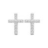 Boucles d'oreilles Puces Croix Argent Rhodié Oxydes de Zirconium