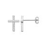 Boucles d'oreilles Puces Croix Argent Rhodié Oxydes de Zirconium