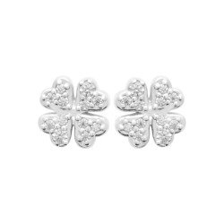Boucles d'Oreilles Trèfles Argent Rhodié & Oxydes de Zirconium
