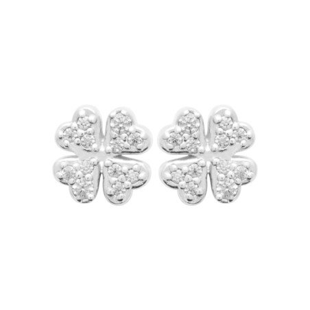 Boucles d'Oreilles Trèfles Argent Rhodié & Oxydes de Zirconium