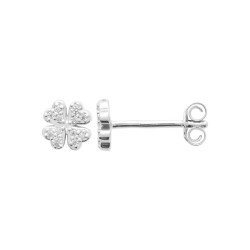 Boucles d'Oreilles Trèfles Argent Rhodié & Oxydes de Zirconium