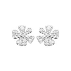 Puces d'Oreilles Fleur Scintillante Argent Rhodié | Kara Bijoux