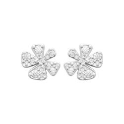 Puces d'Oreilles Fleur Scintillante Argent Rhodié | Kara Bijoux