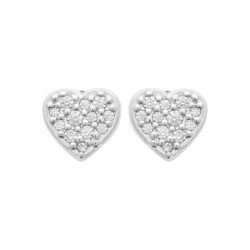 Puces d'Oreilles Cœur Pavé Argent 925 Rhodié - Kara Bijoux