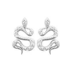 Puces d'oreilles Serpent Argent Rhodié Oxydes de Zirconium