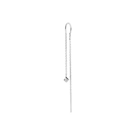 Boucle d'Oreille Passe-Chaîne Argent Rhodié Oxyde de Zirconium