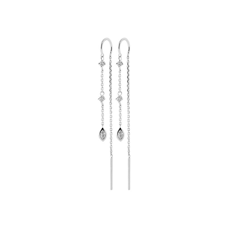 Boucles d'Oreilles Chaîne Argent Rhodié Oxydes de Zirconium