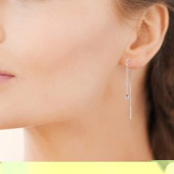 Boucles d'Oreilles Chaîne Argent Rhodié Oxydes de Zirconium