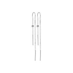 Boucles d'Oreilles Chaîne Solitaire Argent Rhodié - Kara Bijoux