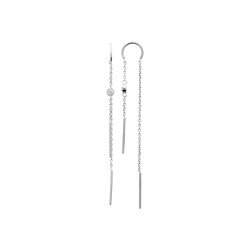Boucles d'Oreilles Chaîne Solitaire Argent Rhodié - Kara Bijoux