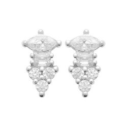Boucles d'Oreilles Argent Rhodié Zircons | Kara Bijoux
