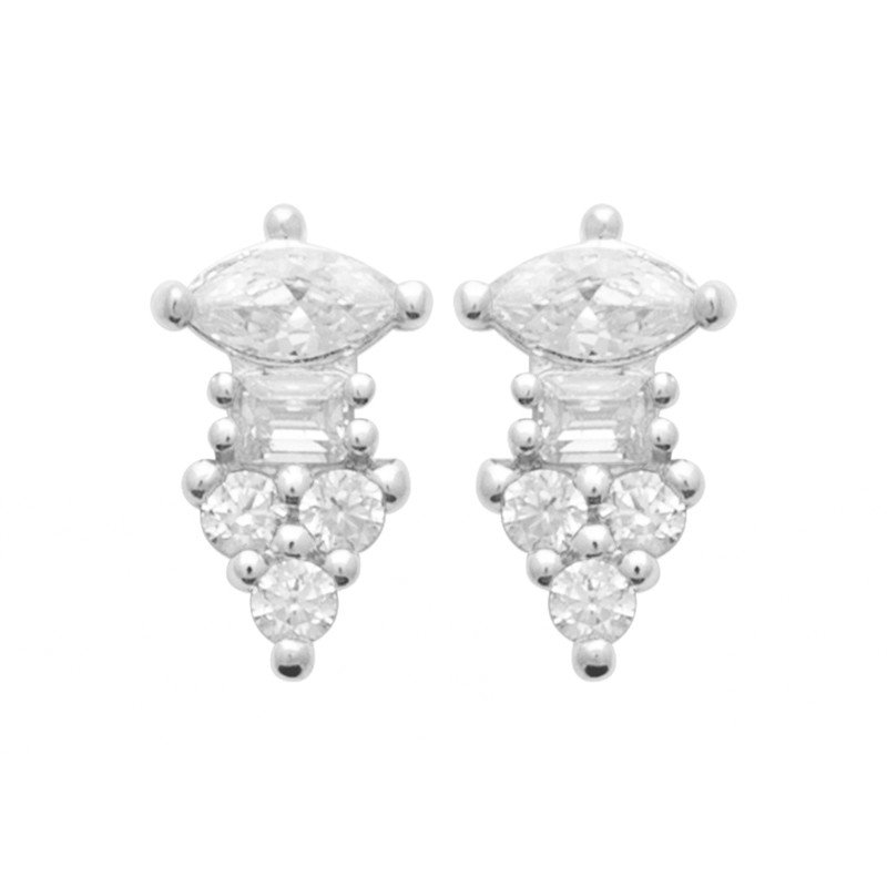 Boucles d'Oreilles Argent Rhodié Zircons | Kara Bijoux