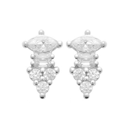 Boucles d'Oreilles Argent Rhodié Zircons | Kara Bijoux