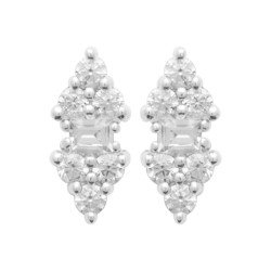 Boucles d'Oreilles Clustered Brillantes Argent Rhodié
