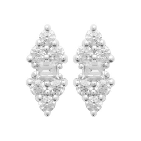 Boucles d'Oreilles Clustered Brillantes Argent Rhodié
