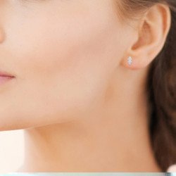 Boucles d'Oreilles Clustered Brillantes Argent Rhodié