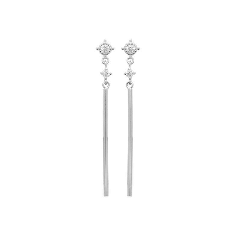 Boucles d'oreilles Pendantes Argent Rhodié & Oxydes | Kara Bijoux