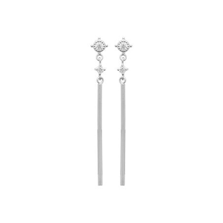 Boucles d'oreilles Pendantes Argent Rhodié & Oxydes | Kara Bijoux